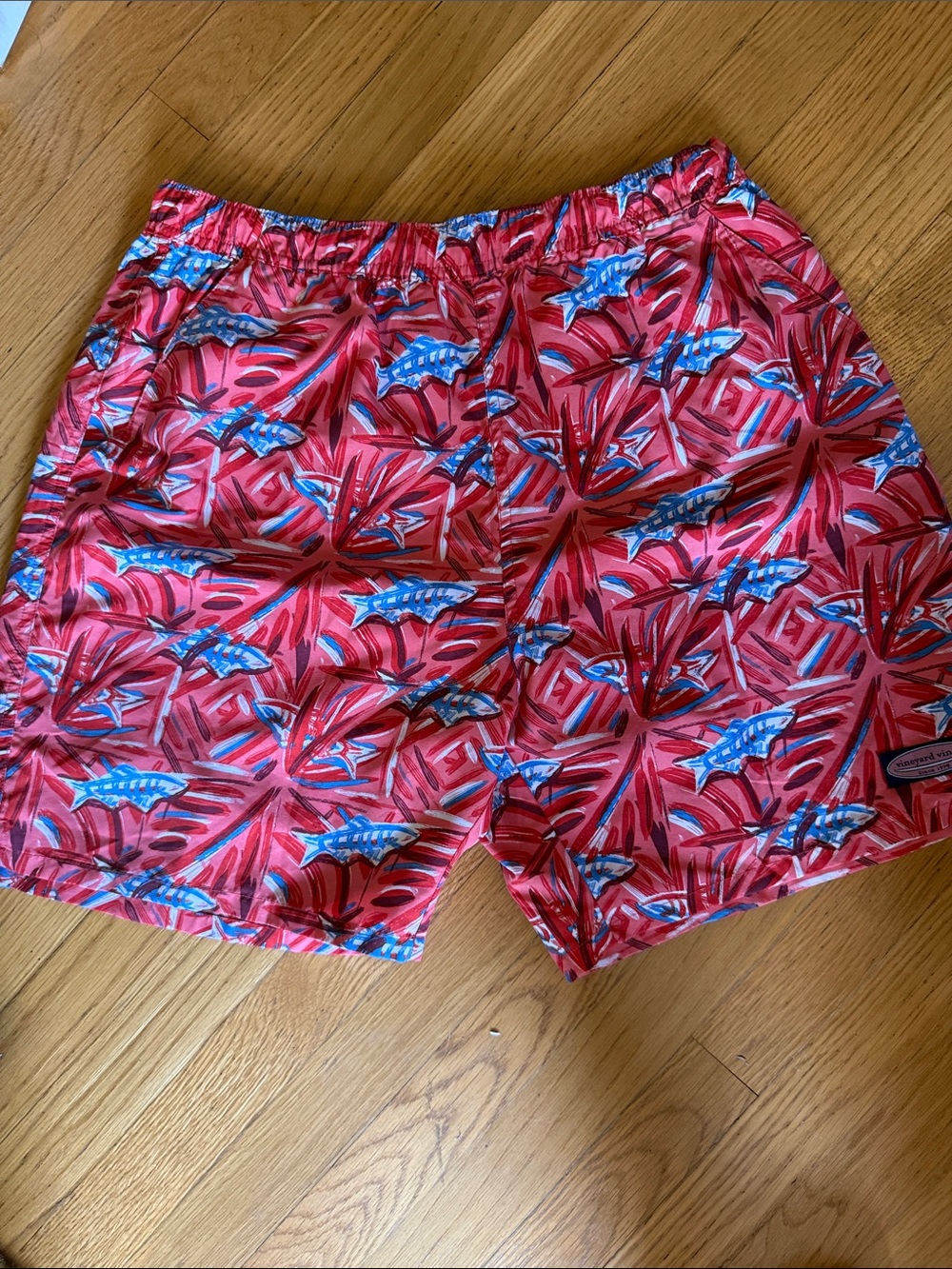 Vineyard Vines Coral Red Tropical Fish Swim Trunks